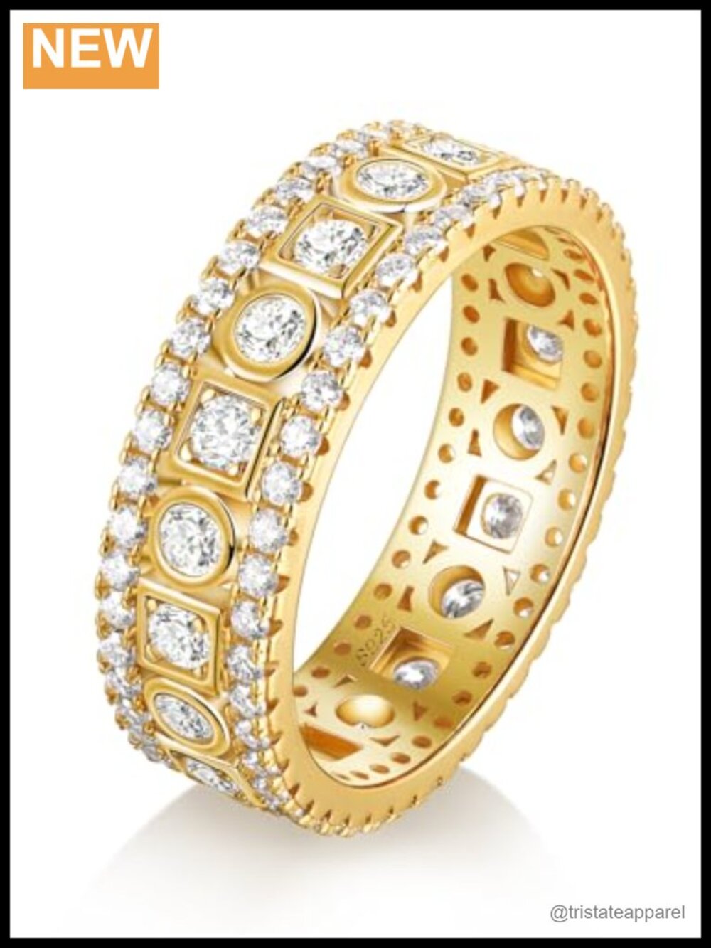 Moissanite Full Eternity Band 925 Sterling Silver Chunky Ring